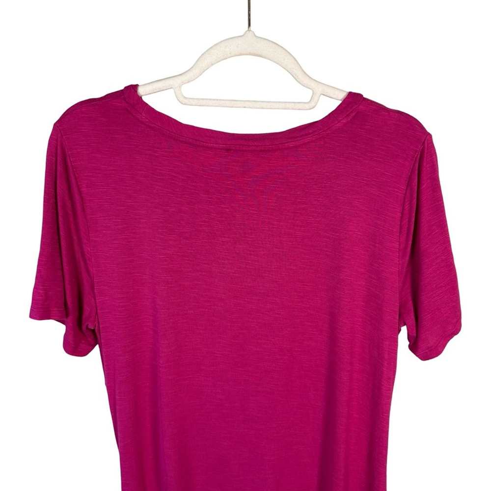 Jones New York Fuchsia Knot Front Tee Size M Business Casual Office Stretch - Picture 10 of 11